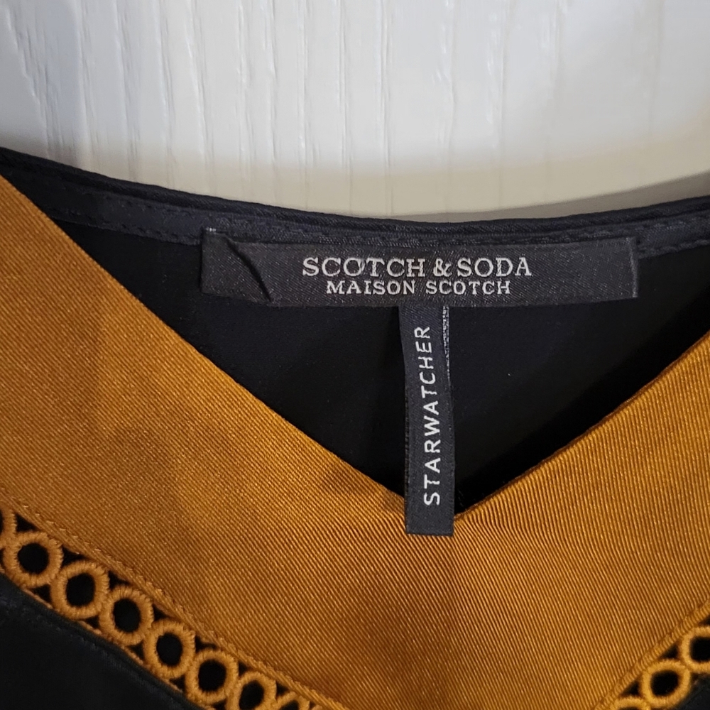 Scotch & Soda Star Watcher Midi Length Wrap Over Slip SILK Dress Black Size M - Picture 4 of 13
